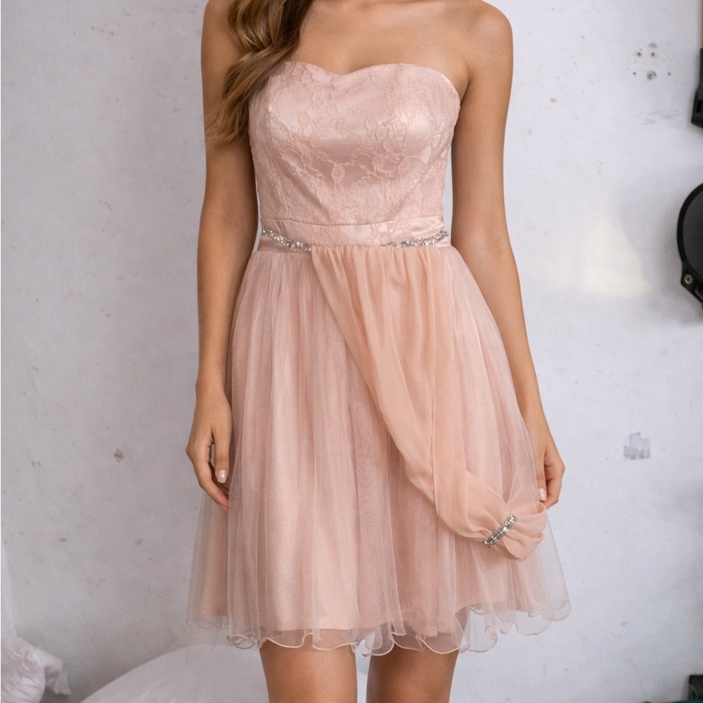 Elegant Strapless Pink Dress